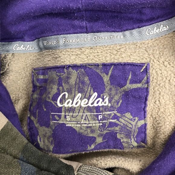 Womens Cabelas Purple Camouflage Hunting Hoodie Pullover Camo Sweatshirt Small - Picture 10 of 11